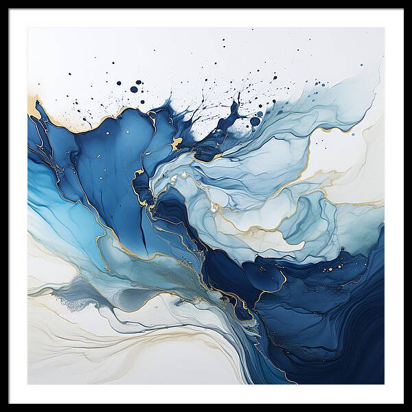 Gilded Azure Swirls - Framed Print
