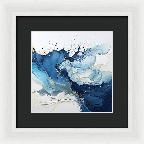 Gilded Azure Swirls - Framed Print