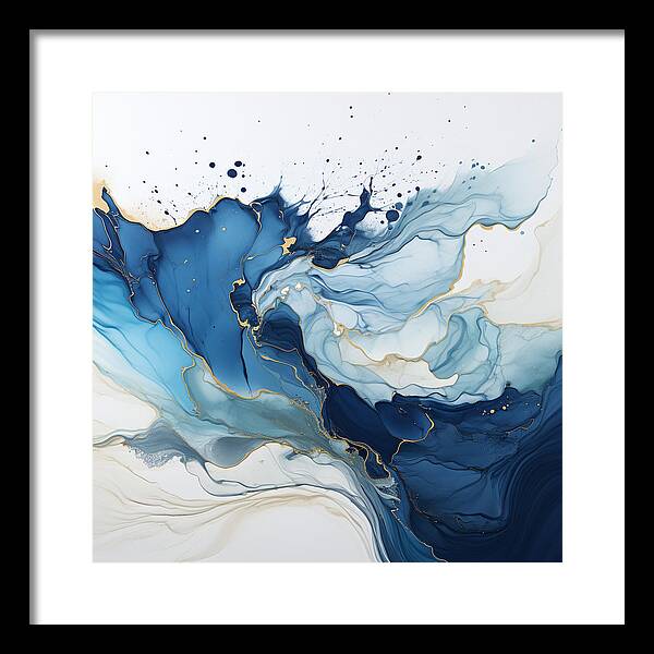 Gilded Azure Swirls - Framed Print