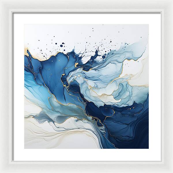Gilded Azure Swirls - Framed Print
