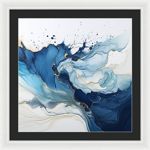 Gilded Azure Swirls - Framed Print