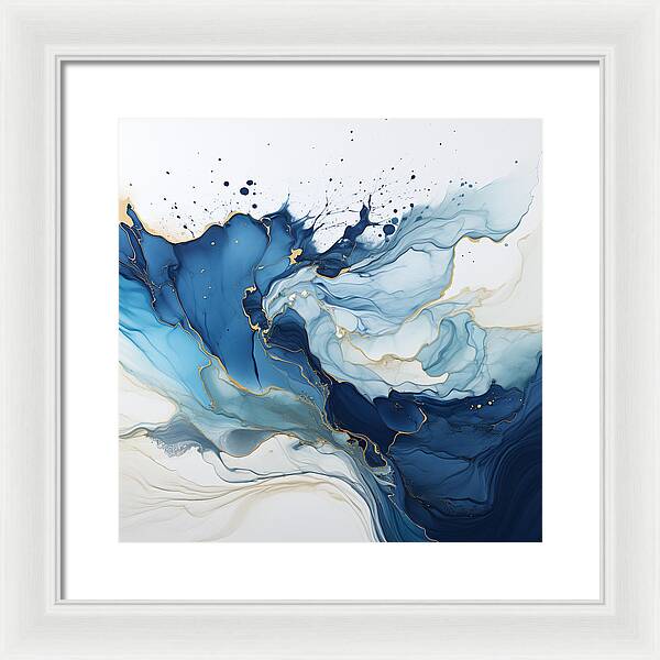 Gilded Azure Swirls - Framed Print