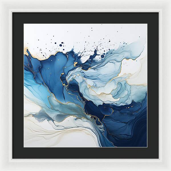 Gilded Azure Swirls - Framed Print