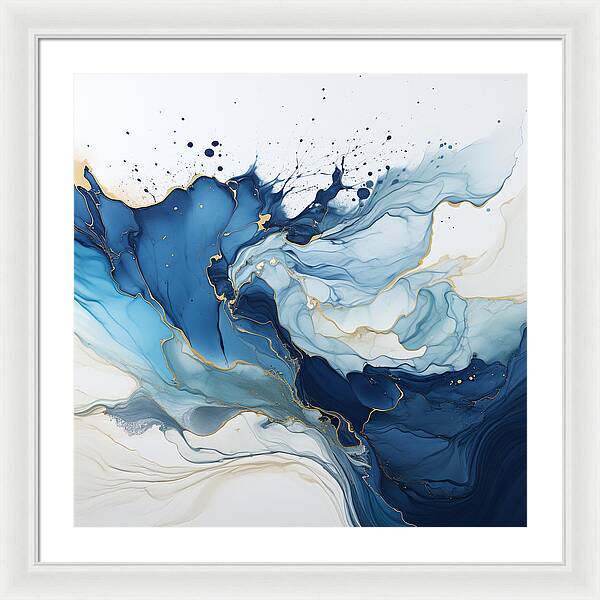 Gilded Azure Swirls - Framed Print
