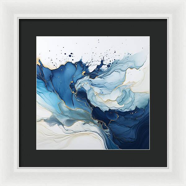 Gilded Azure Swirls - Framed Print