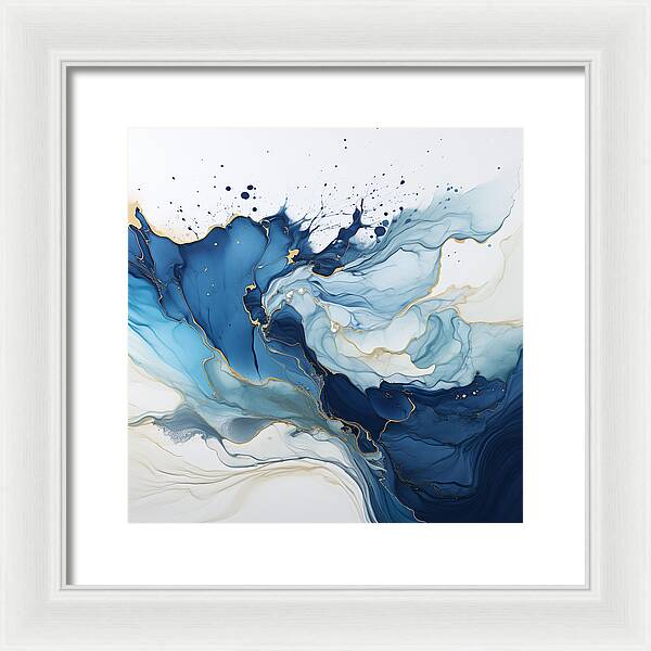 Gilded Azure Swirls - Framed Print