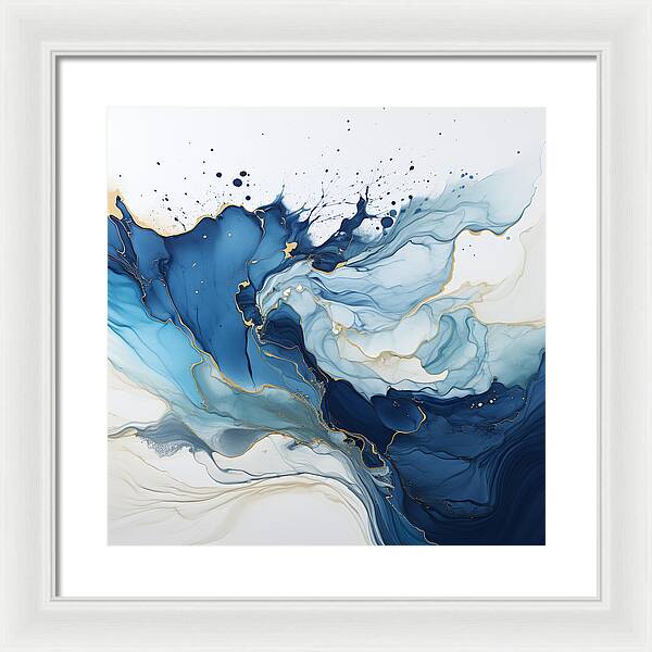 Gilded Azure Swirls - Framed Print