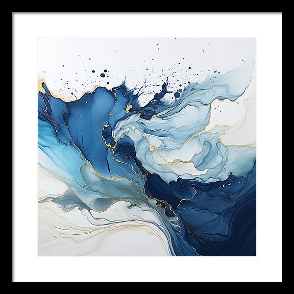 Gilded Azure Swirls - Framed Print