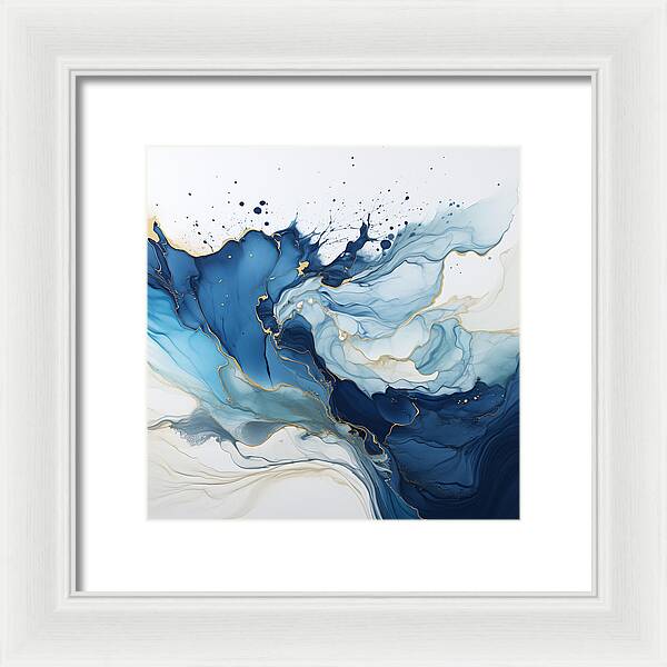 Gilded Azure Swirls - Framed Print