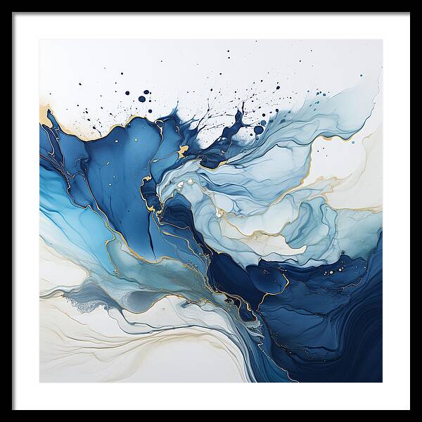 Gilded Azure Swirls - Framed Print