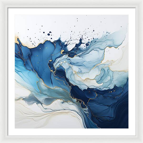 Gilded Azure Swirls - Framed Print