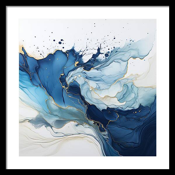 Gilded Azure Swirls - Framed Print