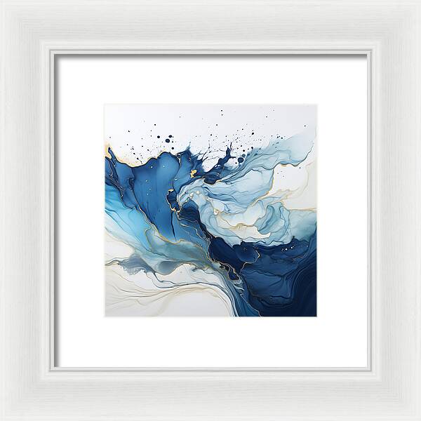 Gilded Azure Swirls - Framed Print