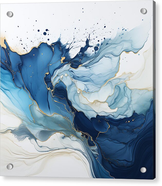 Gilded Azure Swirls - Acrylic Print