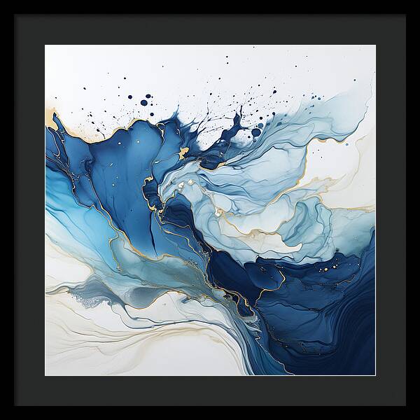 Gilded Azure Swirls - Framed Print
