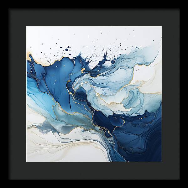 Gilded Azure Swirls - Framed Print