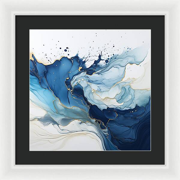 Gilded Azure Swirls - Framed Print