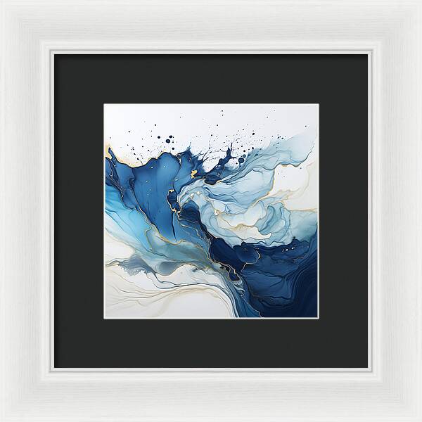 Gilded Azure Swirls - Framed Print