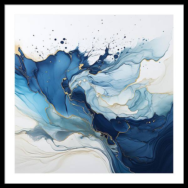 Gilded Azure Swirls - Framed Print
