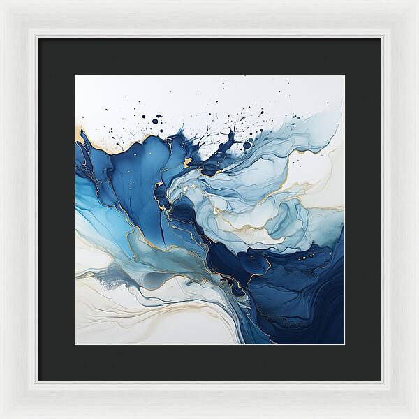 Gilded Azure Swirls - Framed Print