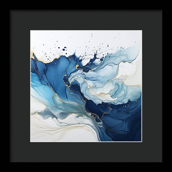 Gilded Azure Swirls - Framed Print