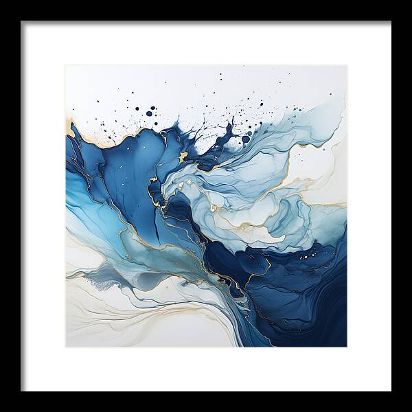 Gilded Azure Swirls - Framed Print