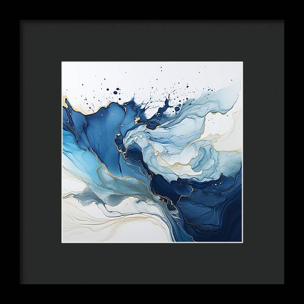 Gilded Azure Swirls - Framed Print
