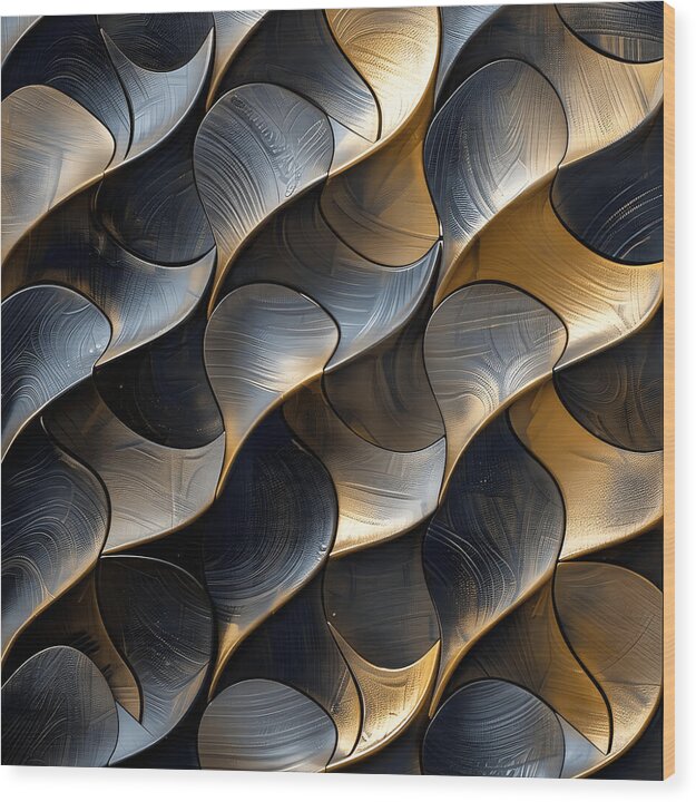 Gilded Waves - Wood Print