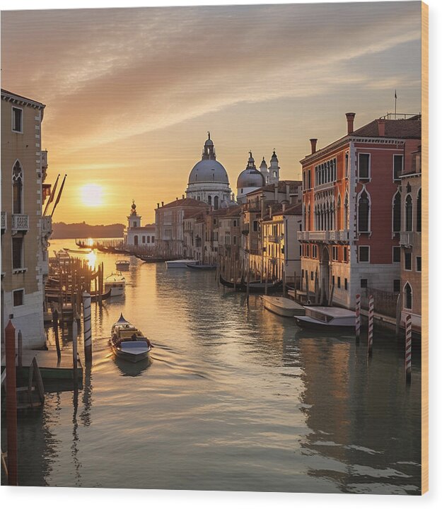 Golden Canals - Wood Print