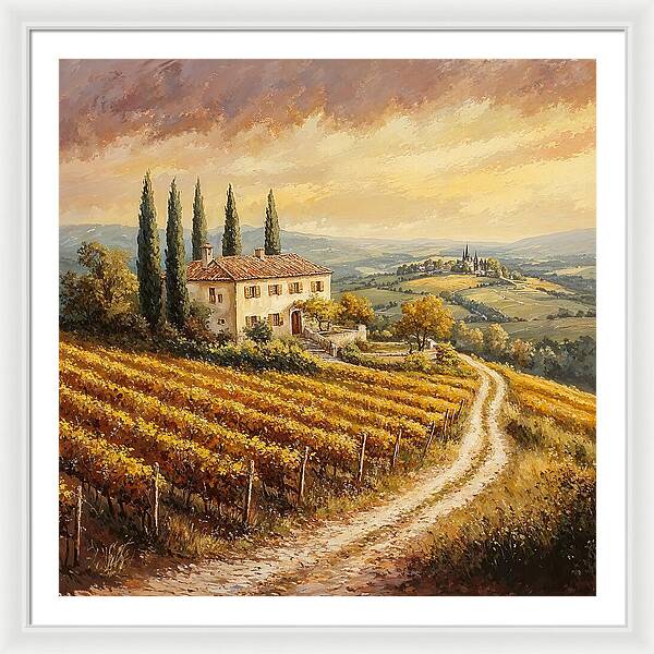 Golden Fields of Tuscany - Framed Print