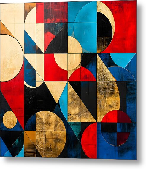 Golden Geometry - Metal Print