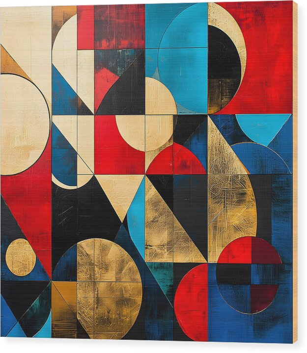 Golden Geometry - Wood Print