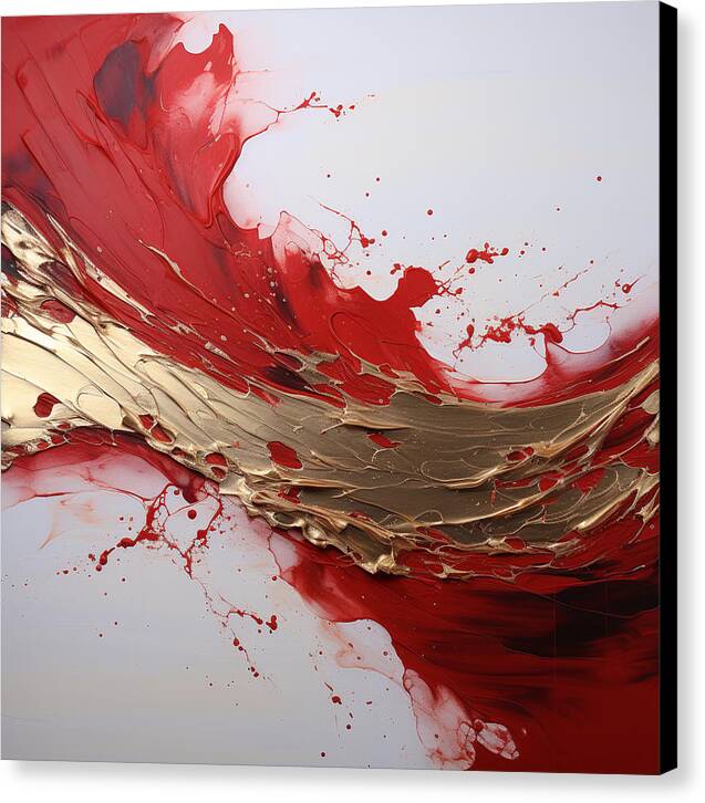 Golden Veil Over Scarlet - Canvas Print