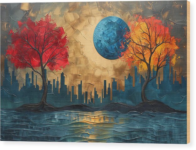 Golden Waterscape - Wood Print