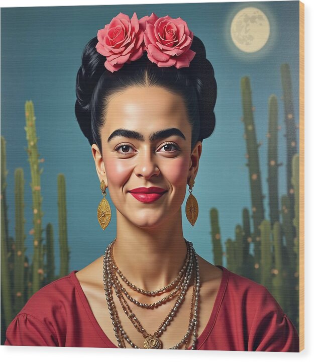 La Luna y la Flor - Wood Print