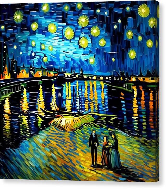 Lakeside Echoes of Starry Skies - Canvas Print