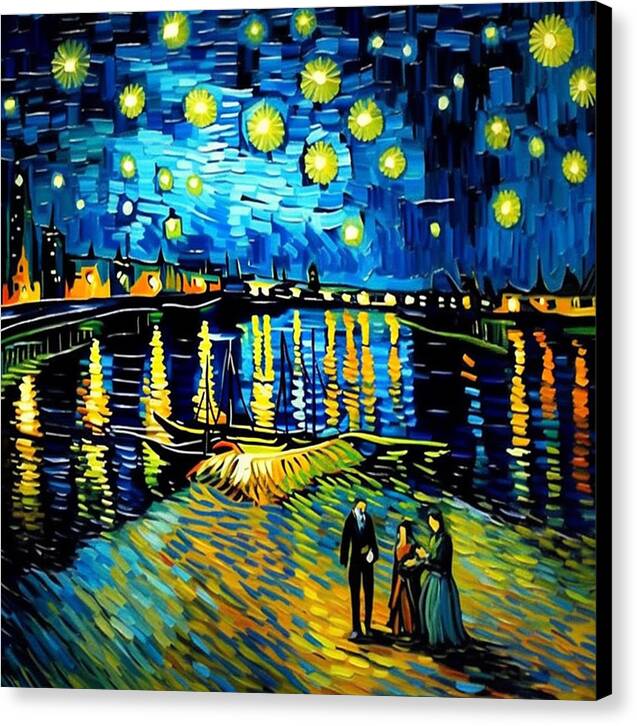 Lakeside Echoes of Starry Skies - Canvas Print