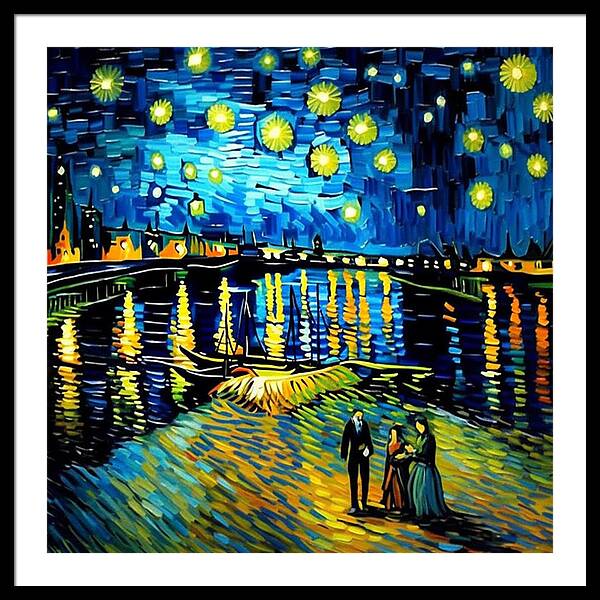 Lakeside Echoes of Starry Skies - Framed Print