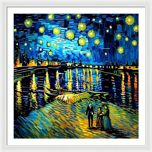 Lakeside Echoes of Starry Skies - Framed Print