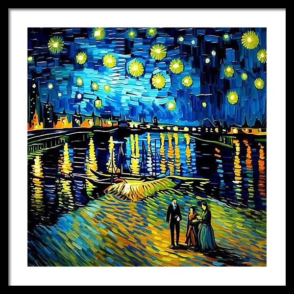 Lakeside Echoes of Starry Skies - Framed Print