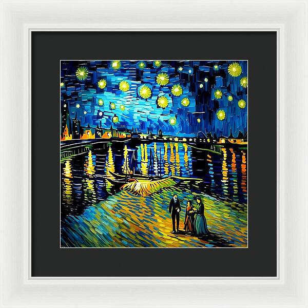 Lakeside Echoes of Starry Skies - Framed Print