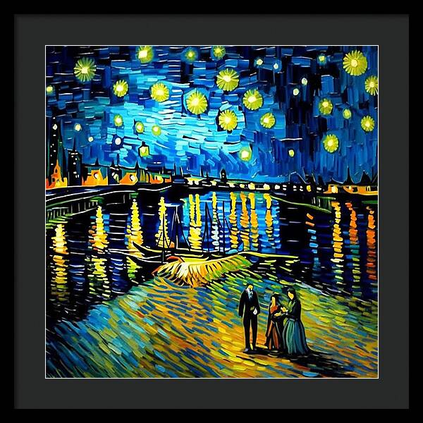 Lakeside Echoes of Starry Skies - Framed Print