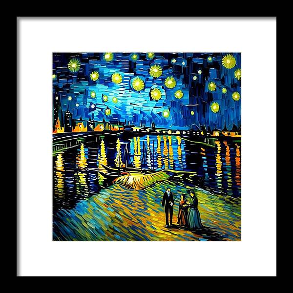 Lakeside Echoes of Starry Skies - Framed Print