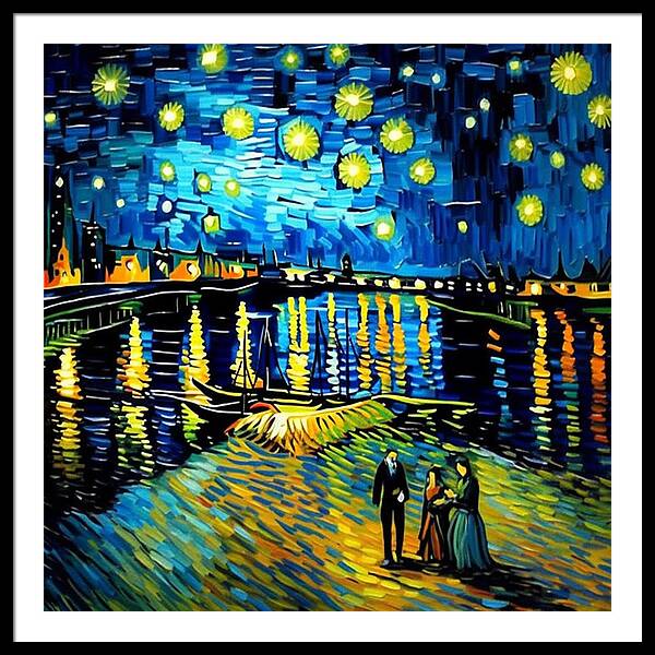 Lakeside Echoes of Starry Skies - Framed Print