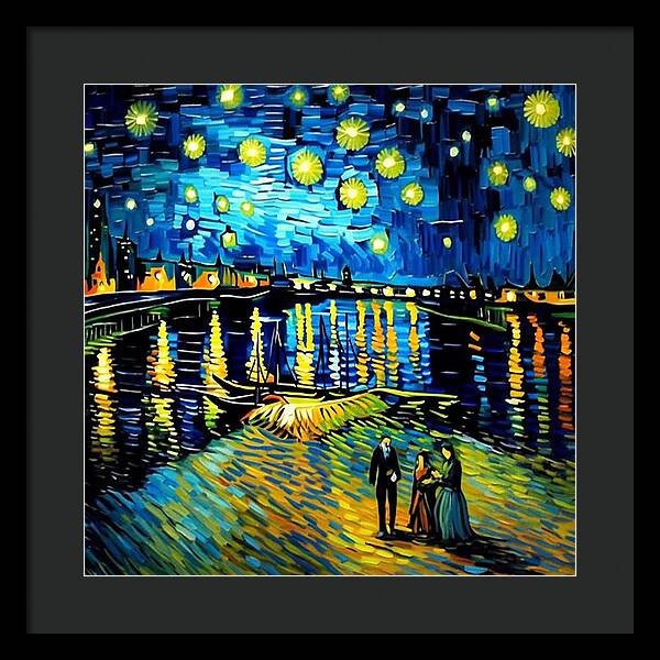 Lakeside Echoes of Starry Skies - Framed Print