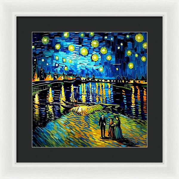Lakeside Echoes of Starry Skies - Framed Print