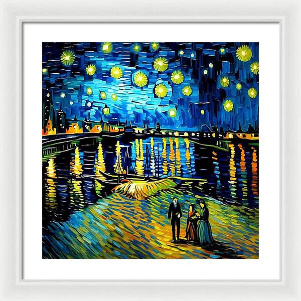 Lakeside Echoes of Starry Skies - Framed Print