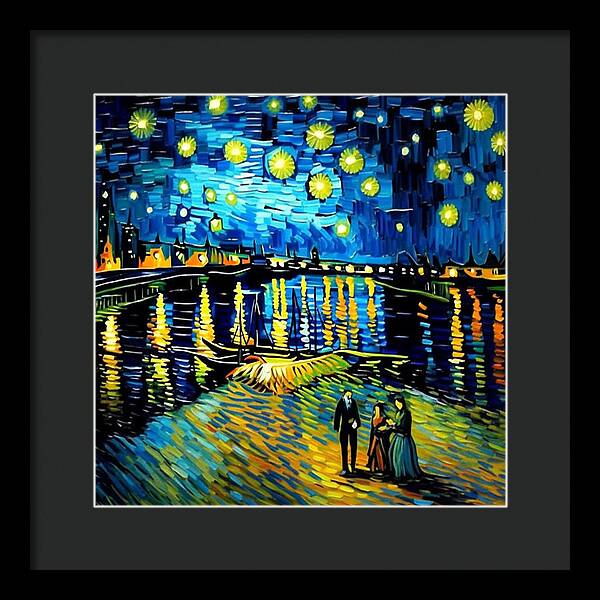 Lakeside Echoes of Starry Skies - Framed Print