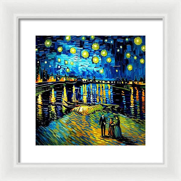 Lakeside Echoes of Starry Skies - Framed Print