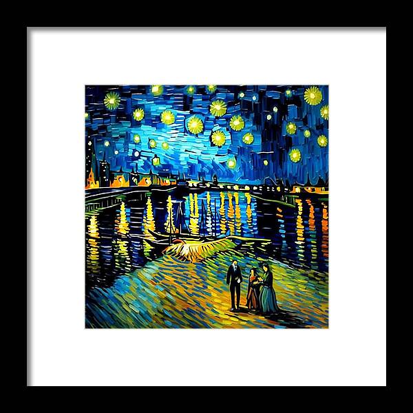 Lakeside Echoes of Starry Skies - Framed Print